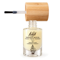 Load image into Gallery viewer, A clear glass bottle of MOI by Dories Nehtovy rituál serum with a light beige liquid, topped with a bamboo cap and shown with its applicator brush on a white background.

